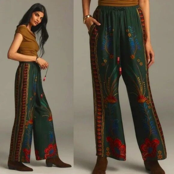 Anthropologie Farm Rio Satin Drawstring Pants Size S NWT - Picture 1 of 13
